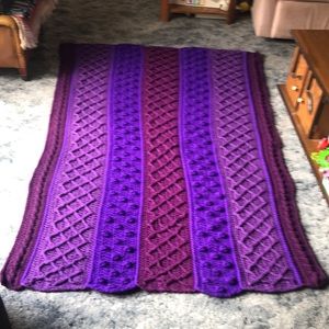 🫐Blueberry Pie Fisherman Style Afghan Hand Crocheted In Purples